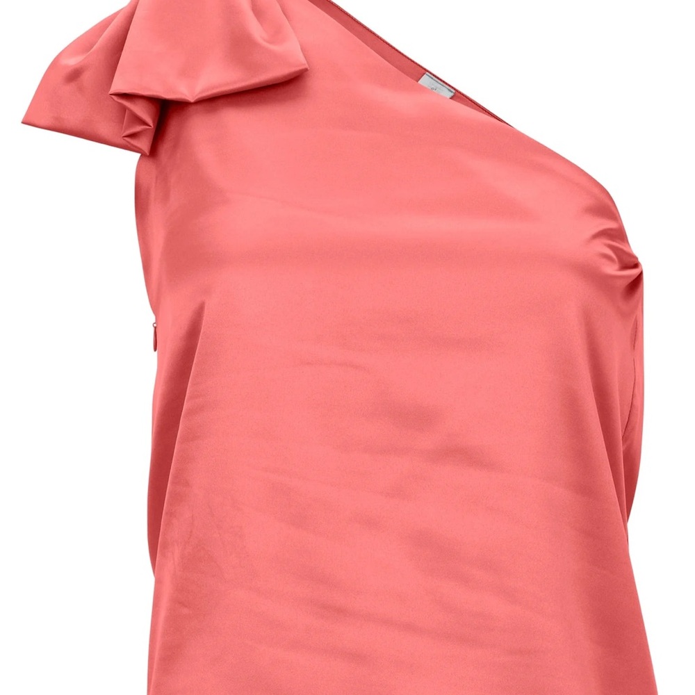 Venus Elegant Pink Coral One-Shoulder Bow Detail Satin Top Size 12 NEW - Picture 5 of 9